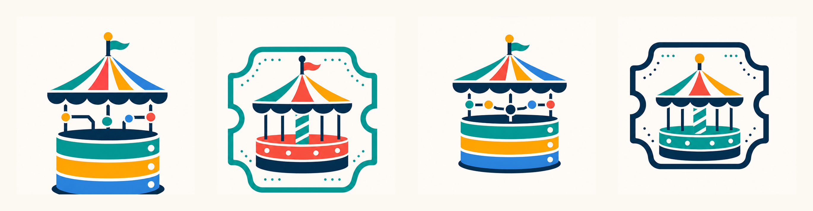 Four refined SideshowDB carousel logo concepts